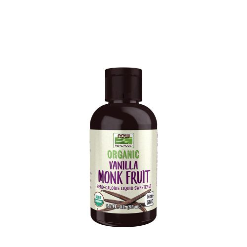 Now Foods Organikus Monk Fruit Édesítőszer - Organic Liquid Monk Fruit  (53 ml, Vanília)