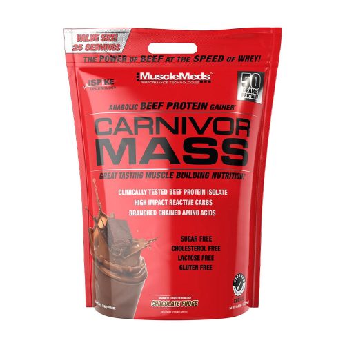 MuscleMeds Carnivor™ Mass - Marhafehérje Alapú Tömegnövelő (25 Adag, Csokoládés Fudge)