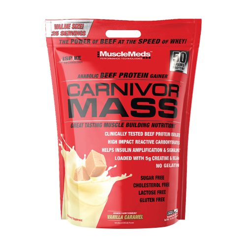 MuscleMeds Carnivor™ Mass - Marhafehérje Alapú Tömegnövelő (25 Adag, Vaníliás Karamell)