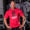 FA - Fitness Authority Edzős Póló - T-Shirt Double Neck Bad Ass  (L, Fekete & Piros)