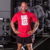 FA - Fitness Authority Edzős Póló - T-Shirt Double Neck Bad Ass  (M, Fehér & Piros)