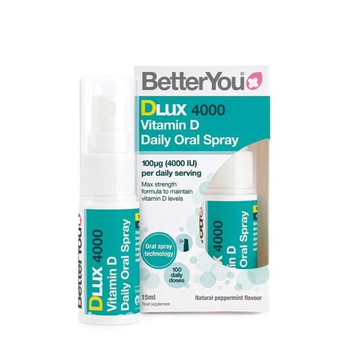 BetterYou Dlux D-vitamin 4000 NE Szájspray (15 ml, Természetes Borsmenta)