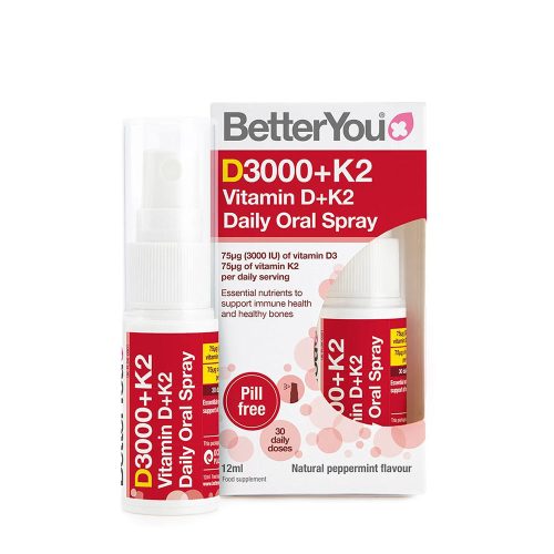 BetterYou Dlux+ D-vitamin és K-vitamin szájspray (12 ml, Természetes Borsmenta)