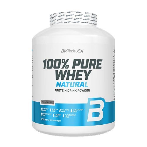 BioTechUSA 100% Pure Whey Natural - Tejsavófehérje koncentrátum italpor (2270 g, Ízesítetlen)