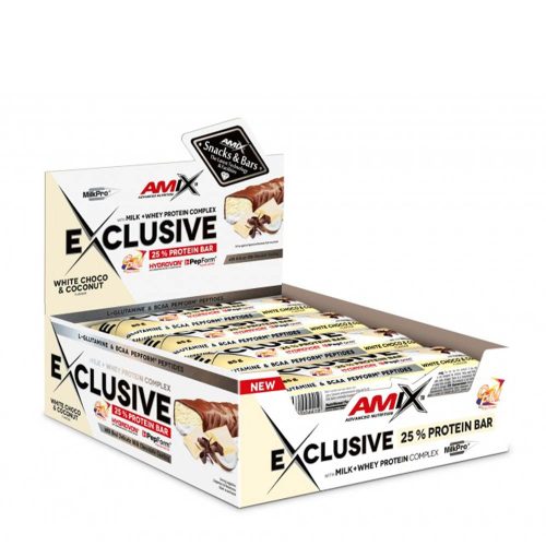 Amix Exclusive Protein Bar (12 x 85g, Fehér Csokoládé)