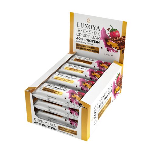 Luxoya Crispy Bar - Roppanós Fehérje Szelet (12 x 45 g, Eper)